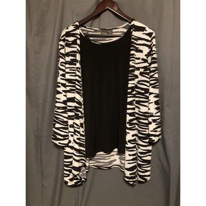 Chicos 3 Travelers Collection Women's XL Zebra Striped jacket built-in shell